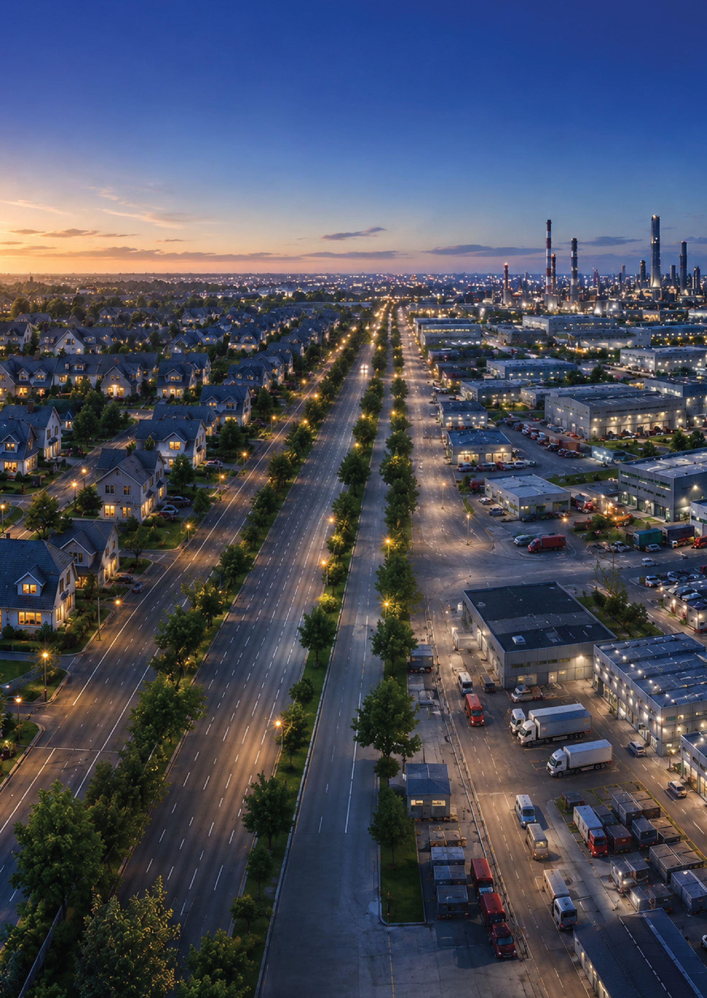 Electrical infrastructure at dusk